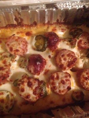 Potato casserole with sausage, so yummy