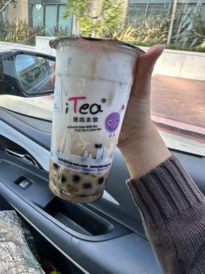 Brown sugar boba latte with tofuhua