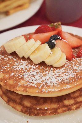 Pancakes with Mixed Fruits and Black Bear Maple Syrup