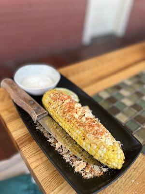 Elote with cream on the side