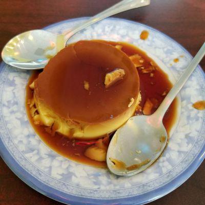 Flan tasted good, but seriously lacked in presentation