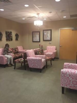 Waiting room for the " Mammogram Boutique"