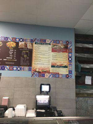 Menu on wall