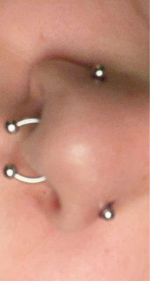 double nostril piercing and septum