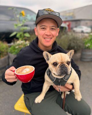 Pumpkin spice latte and a furry best friend