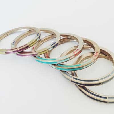 Dalia bangles from our Voyage collection, available online and in our shop.