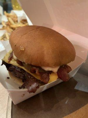 Maple bacon burger