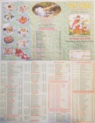 Menu, front and back