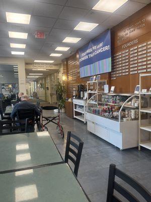 Temporary cafe in main lobby during construction