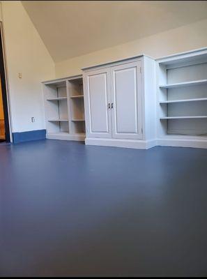 Interior painting, floor and cabinet