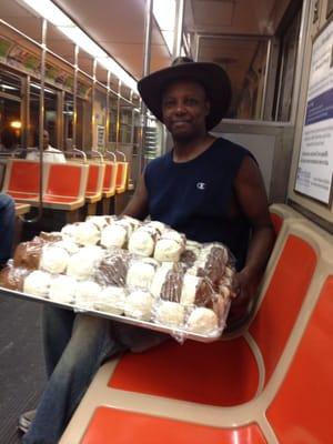 I met Carot Cake Man on the Broad Street Subway in Philly Friday evening 6/28/13 as he was making a delivery run. very nice guy