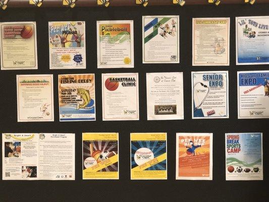 All of the events are listed on the bulletin board.