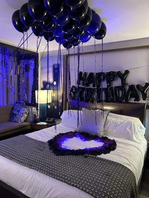 Birthday design and decor for hotel rooms