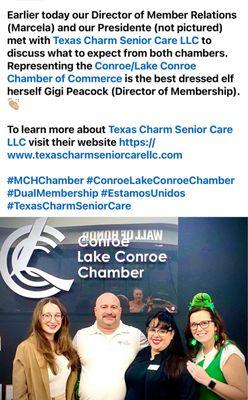 Conroe/Lake Conroe Chamber of Commerce members Pauline Prince, Administrator  Erik Geehan, Alternate Administrator  Texas Charm Senior Care