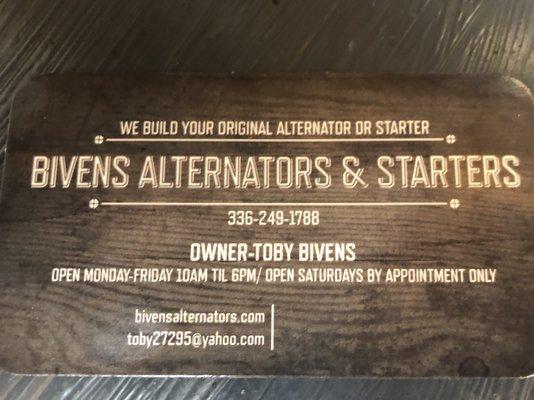 Bivens Alternators & Starters