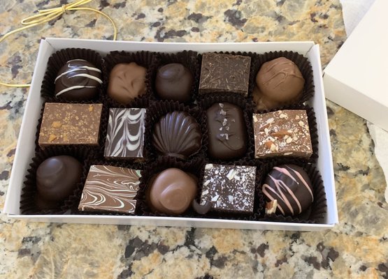 Truffles, caramels, bark and solid dark chocolate. YUM!