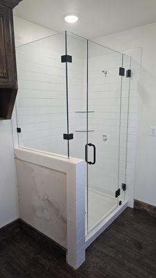 Multipanel shower glass installed in Waco, Tx.