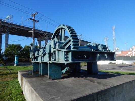 West Seattle Bridge up high past/beyond the gears.