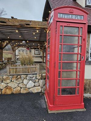 Phone booths around the building