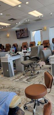 The nail shop is nice and pretty clean. We'll see how the pedicure goes.