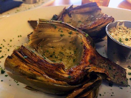 Close-Up Fire Roasted Artichokes