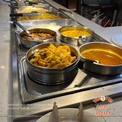 Tin Tin Asian Buffet  
110 Hanes Square Shop Circle, 
Winston-Salem, NC 27103  
https://www.tintinasianbuffetnc.com/