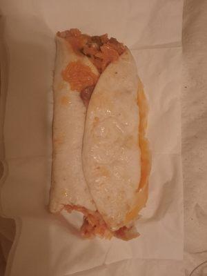 This is a burrito in this condition and not wrapped , I guess this is why you should order from a place more than once