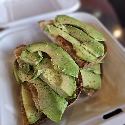 Avocado toast on sourdough to-go