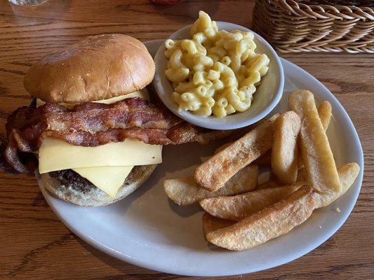 Bacon Cheeseburger, Mac and Cheese and Steak Fries