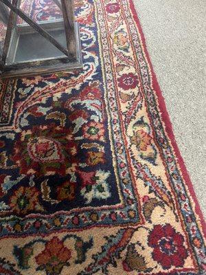 Corner detail on a large (9x12) oriental rug