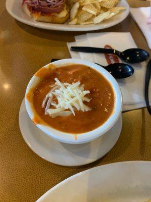 Tomato basil soup was delicious and chunky