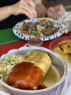 Chimichanga and street tacos