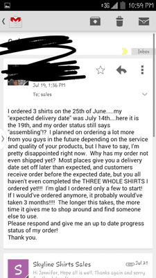 5 days after my expected delivery date passes, I sent my first email to them....