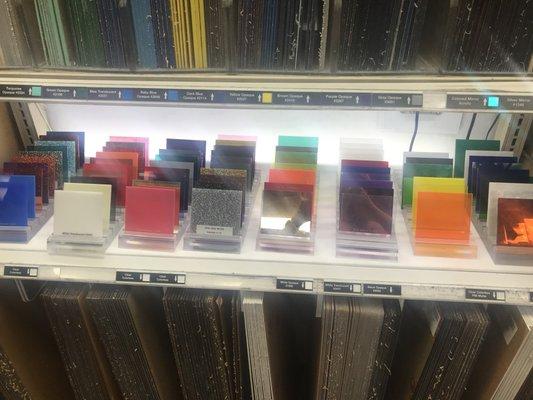 Samples of all the plexi they sell.