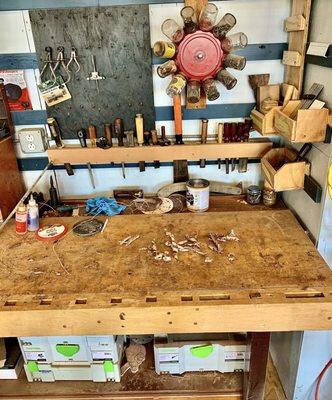 Fine Hand Woodworking Table and Tools within the Wood shop at our Makerspace