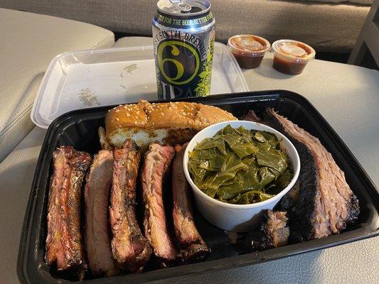 Sampler; Brisket and Ribs with Collard Greens