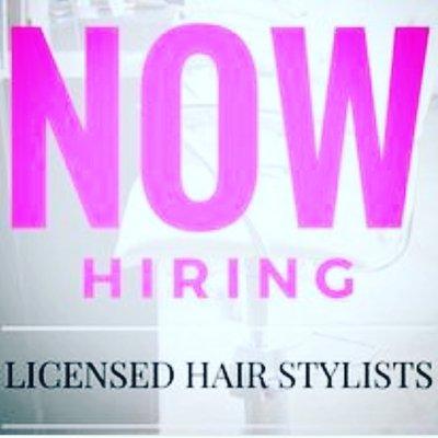 now hiring stylists, barber, makeup artist