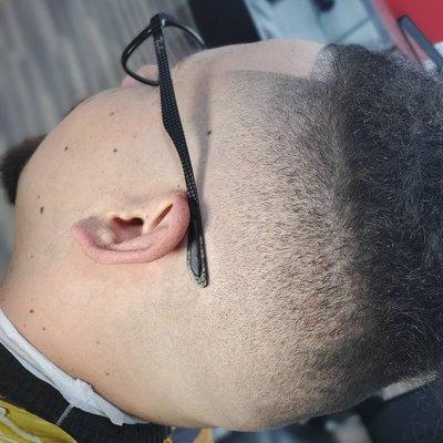 Bald fade into a man bun