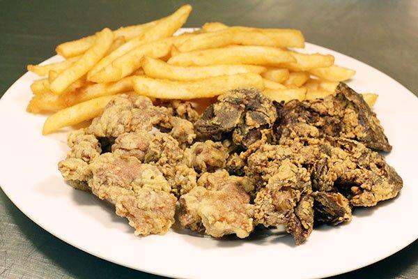 Fried Gizzards on the Left! Fried Livers on the Right!