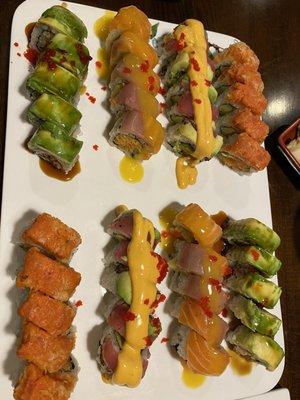 Dragon roll, Hawaii roll, red rose roll