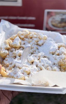 Personal size funnel with powdered sugar