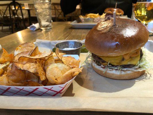 Phenomenal Smash Burger with chips (the sauce served with the chips was also amazing!)