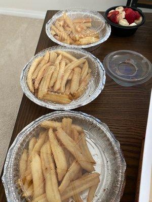 Side of fries and seasonal fruit