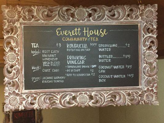 Our Tea House Menu