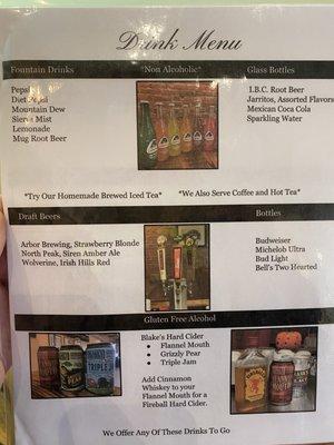 Drink menu