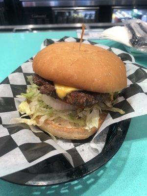 Huge single patty cheeseburger!