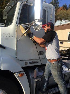 Buffering a semi truck