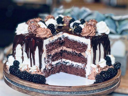 Blackberry Rum Chocolate Sponge Cake