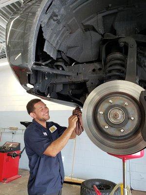 Our lead technician doing a brake service