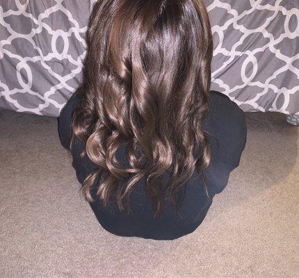 Brown hair soft curls super cute!